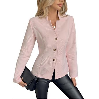 Women Notch Collar Blazer Button Front Jacket for Office Business Casual Blazer Outfit