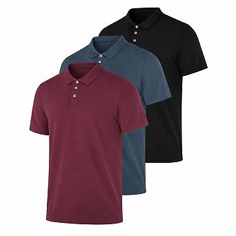3-Pack Men's Breathable Polo Shirts