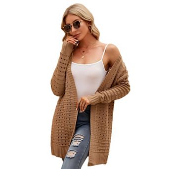 Women Long Sleeve Open Front Cardigan Casual Long Cardigans Loose Knit Outwear