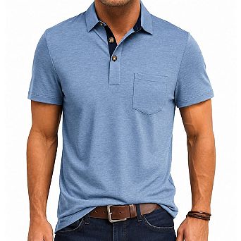 Men's Classic Button Casual Polo Shirt