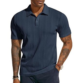Men's Textured Knit Polo Shirt