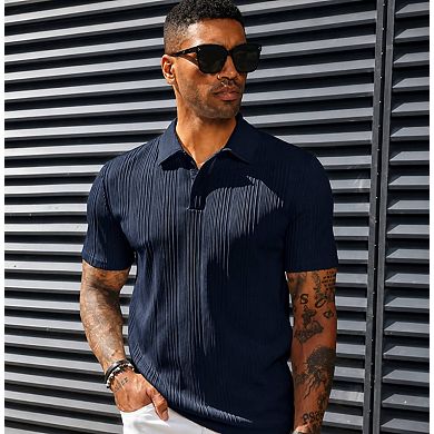 Men's Textured Knit Polo Shirt
