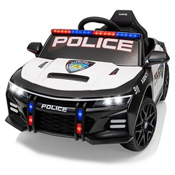 Kids Electric Police Ride On Car, Spring Suspension Toy Car with Emergency Music Flashing Lights