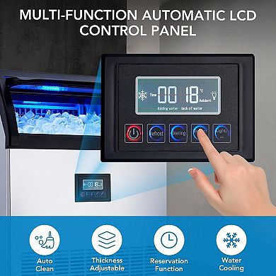 Self-Cleaning Commercial Ice Machine, Adjustable Ice Thickness Maker for Hotel Bar Restaurant