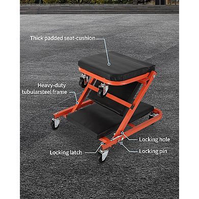 Heavy Duty Under Car Creeper Chair, Padded Rolling Seat 330lbs Capacity Auto Maintenance Tool