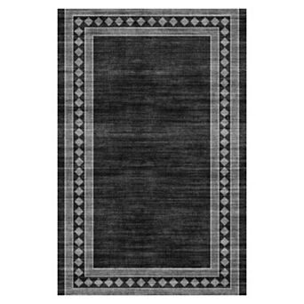 Washable Area Rugs Modern Geometric Floor Cover Bordered Accent Carpet for Bedroom