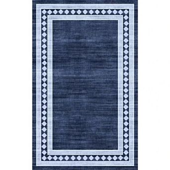 Washable Area Rugs Modern Geometric Floor Cover Bordered Accent Carpet for Bedroom