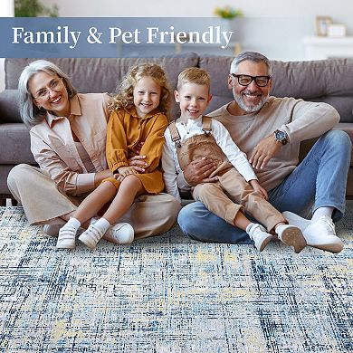 Machine Washable Modern Abstract Rug Foldable Carpet for Bedroom Office Kids Room Guest Study Room