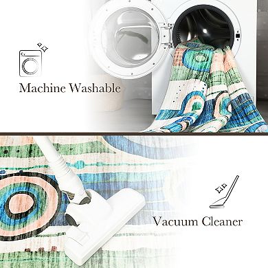 Washable Area Rugs Modern Abstract Accent Carpet Contemporary Floor Mat for Kitchen, Laundry