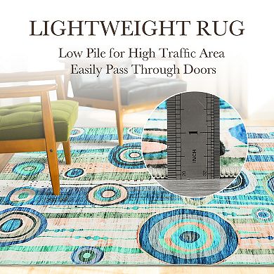 Washable Area Rugs Modern Abstract Accent Carpet Contemporary Floor Mat for Kitchen, Laundry