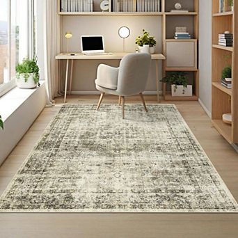 Washable Vintage Distressed Area Rug Boho Carpet for Living Room Bedroom Dining Room Office