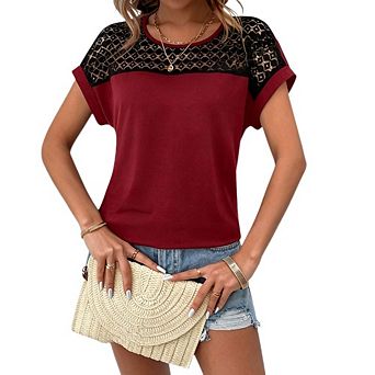 Women's Textured Knit T-Shirt Round Neck Cap Sleeve Loose Casual Top