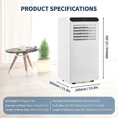 8000 BTU portable air conditioner, Remote Control, 3 in-1 Portable AC Unit with Sleep Mode