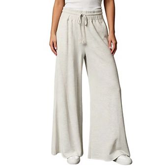 Womens High Waisted Wide Leg Sweatpants Drawstring Casual Lounge Pants with Pockets