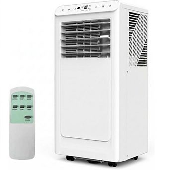 8000 BTU portable AC for rooms up to 350 sq ft. Modes: Cool/Fan/Dehumidify