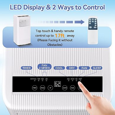 10000 BTU Portable Air Conditioner, 3-in-1 Cools, Quiet AC with Fan & Dehumidifier, LED Display