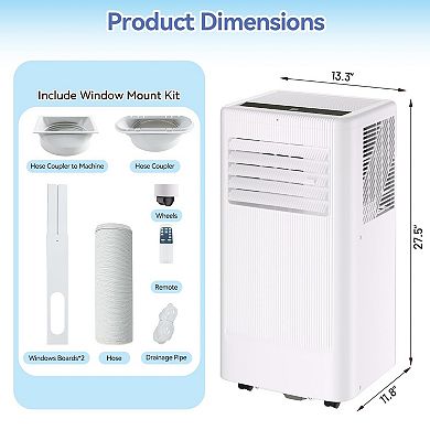 10000 BTU Portable Air Conditioner, 3-in-1 Cools, Quiet AC with Fan & Dehumidifier, LED Display