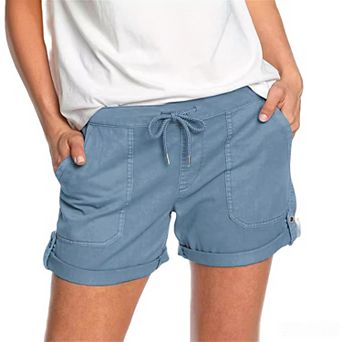 Women's Drawstring Waist Rolled Cuff Casual Shorts Summer Elegant Fashion Boho Pants With Pockets