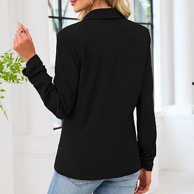 Women's Shawl Lapel Single Button Long Sleeve Blazer Jacket