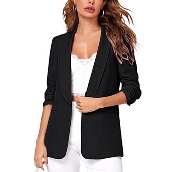 Women's Shawl Lapel Single Button Long Sleeve Blazer Jacket