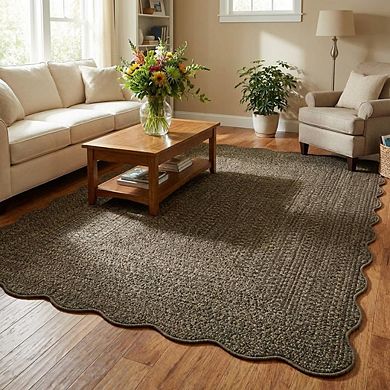 lxt-Washable Rug Scalloped Rug Carpet Foldable Mats Carpet for Living Room