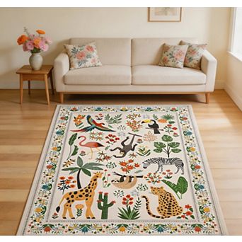 lxt-Rug for Bedroom Area Rug Washable Rug Carpet for Living Room Floral Carpet Living Room Rugs