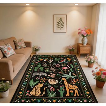 lxt-Rug for Bedroom Area Rug Washable Rug Carpet for Living Room Floral Carpet Living Room Rugs
