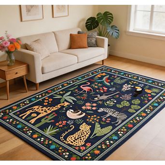 lxt-Rug for Bedroom Area Rug Washable Rug Carpet for Living Room Floral Carpet Living Room Rugs