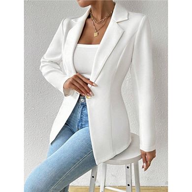 Women's One Button Blazer Long Sleeve Lapel Neck Slim Fit Casual Work Jacket