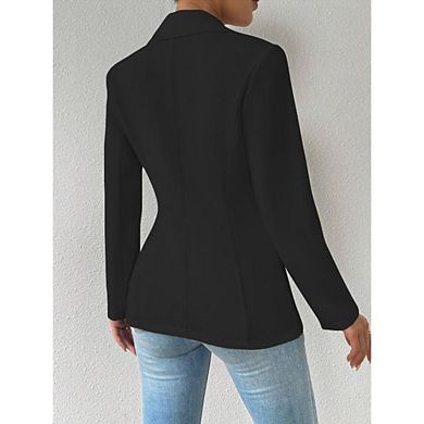 Women's One Button Blazer Long Sleeve Lapel Neck Slim Fit Casual Work Jacket