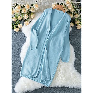 Womens Extra Long Cardigan Sweaters Knit Open Front Long Sleeve Casual Outwear