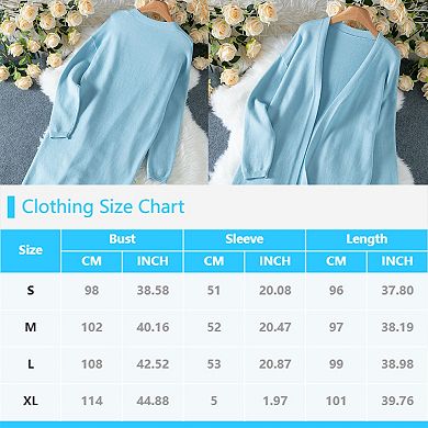 Womens Extra Long Cardigan Sweaters Knit Open Front Long Sleeve Casual Outwear