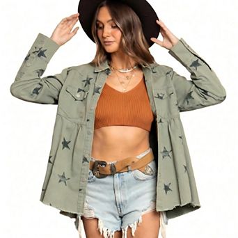 Women Denim Shirt Long Sleeve Jean Jacket Button Down Casual Jacket with Pockets