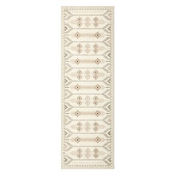 Boho Machine Washable Area Rug, Non-Slip Low-Pile Stain Resistant Foldable Carpet for Living Room