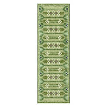 Boho Machine Washable Area Rug, Non-Slip Low-Pile Stain Resistant Foldable Carpet for Living Room