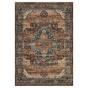 Fashionwu Vintage Medallion Rug Non Slip Washable Soft Carpet Pet Friendly Mat For Living Room