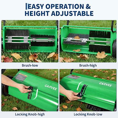 Heavy Duty 26 Inch Push Lawn Sweeper Walk-Behind Leaf & Grass Collector