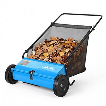 Heavy Duty 26 Inch Push Lawn Sweeper Walk-Behind Leaf & Grass Collector
