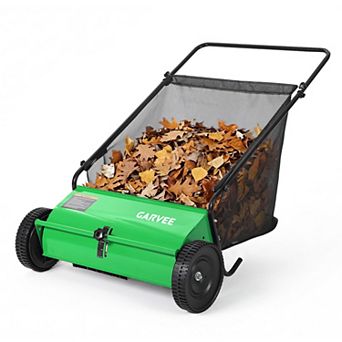Heavy Duty 26 Inch Push Lawn Sweeper Walk-Behind Leaf & Grass Collector