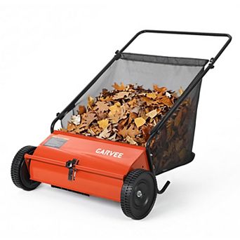 Heavy Duty 26 Inch Push Lawn Sweeper Walk-Behind Leaf & Grass Collector