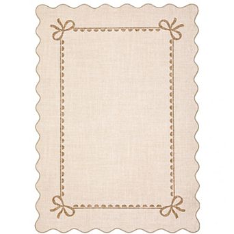 lxt-Scalloped Area Rug Washable Rugs Non Slip Carpet Mat for College Bedroom Hallway Decor
