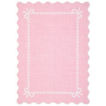 lxt-Scalloped Area Rug Washable Rugs Non Slip Carpet Mat for College Bedroom Hallway Decor
