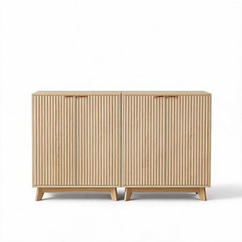 2 pc Accent Credenza Sideboard, Multi-Storage Console Table with Adjustable Shelves Indoor