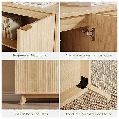 2-Piece Accent Credenza Sideboard, Multi-Storage Console Table with Adjustable Shelves Indoor
