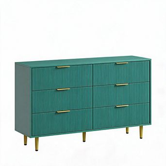 Fluted Dresser for Bedroom with Drawers, Wooden Chest of Drawers with Metal Handle