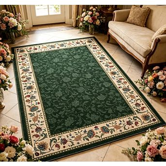 lxt-Washable Floral Living Room Rugs Dining Room Carpet Geometric for Bedroom Area Rug