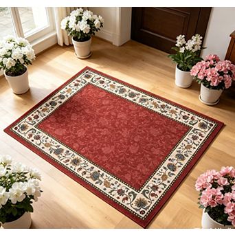lxt-Washable Floral Living Room Rugs Dining Room Carpet Geometric for Bedroom Area Rug
