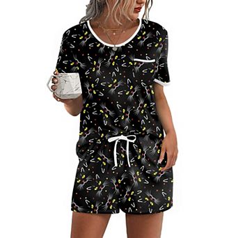 Ekouaer Pajama Set for Women 2 pc Lounge Set Short Sleeve Tops and Shorts Soft Sleepwear