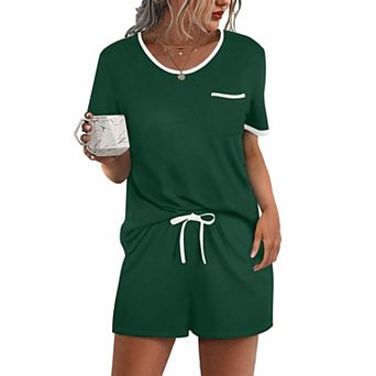 Ekouaer Pajama Set for Women 2 pc Lounge Set Short Sleeve Tops and Shorts Soft Sleepwear