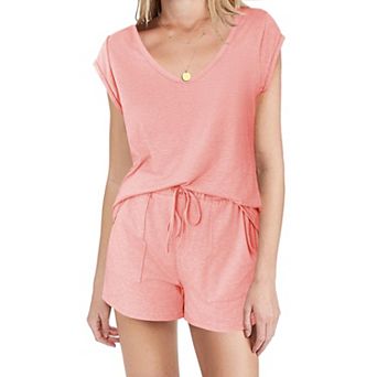 Ekouaer Pajamas for Women Soft Pjs Set Short Sleeve Tee and Shorts Pajama Set Cozy Loungewear